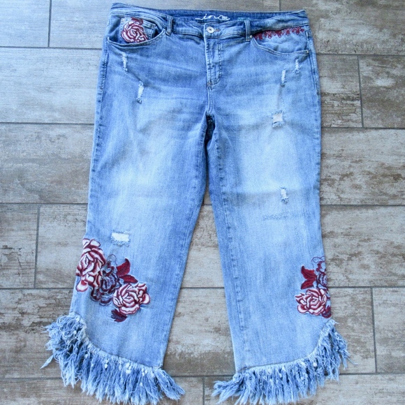 inc embroidered jeans